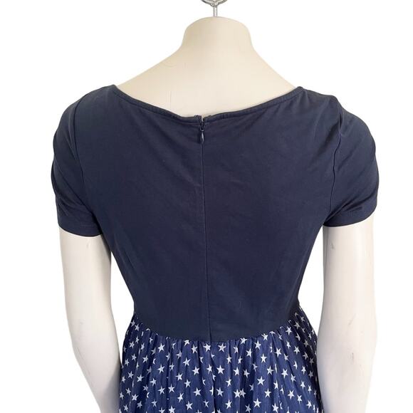 ESHAKTI Wayward Fancies Patriotic Star Print Midi Dress with Pockets SZ 6 - Picture 5 of 10